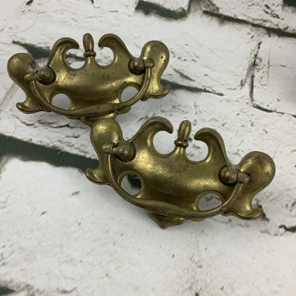 Vintage Brass Drawer Pulls Victorian Ornate Lot Of 4